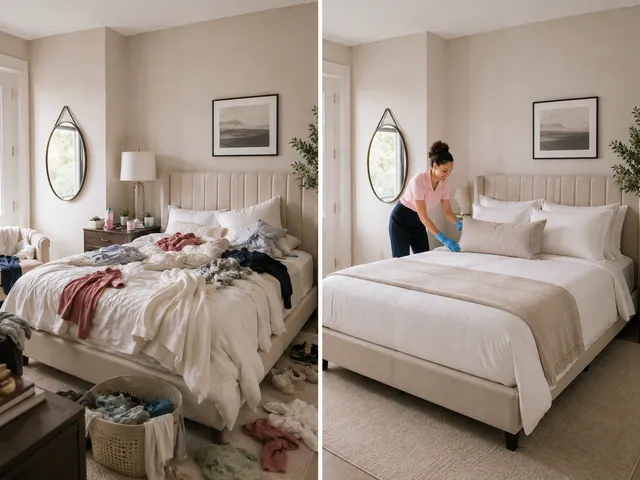 Before and after bedroom cleaning