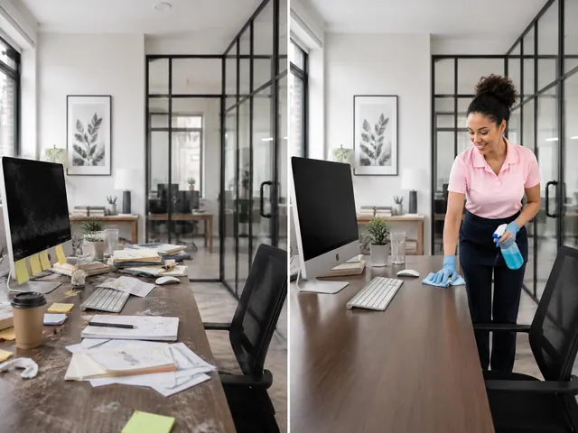 Before and after office cleaning